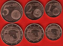  Estija 3 mon. rink. 1-2-5 euro cents 2011 UNC 