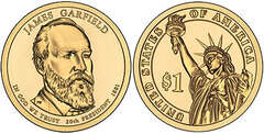  JAV 1 dollar 2011 D "James Garfield" UNC 