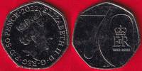  D.Britanija 50 pence 2022 "70y, Jubilee" UNC 
