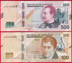  Hondūras 2 bankn. rink. 100-500 lempiras 2022 UNC 