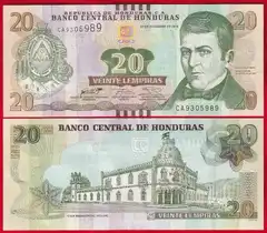  Honduras 20 lempiras 2016 P-100 UNC 