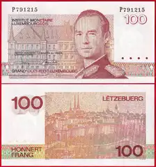  Liuksemburgas 100 francs (frang) 1993 P-58 UNC 