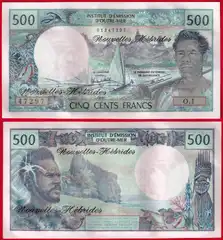  Naujieji Hebridai 500 francs 1970-1981 P-19c UNC 