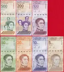  Venesuela 7 b.rink.: 5 - 500 bolivares 2021-25 UNC 
