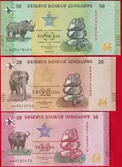  Zimbabvė 3 b.rin.: 10-50 ZiG 2026 "Great Five" UNC 
